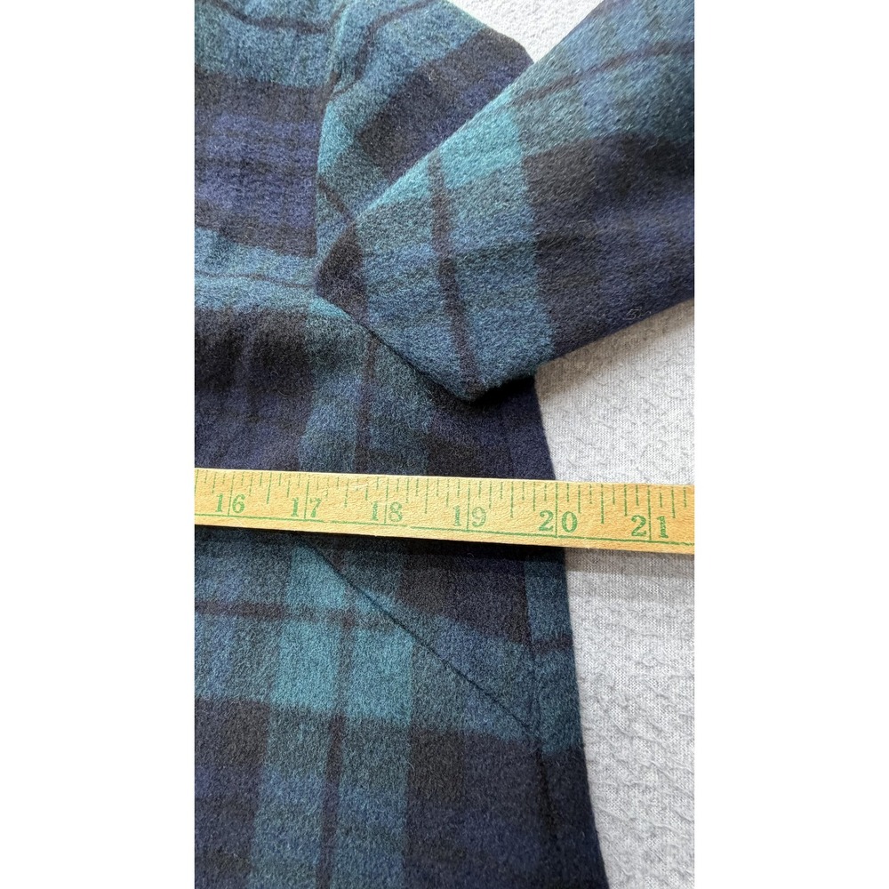 Tuckernuck Blouse Womens M Green Plaid Ruffle High Neck 3/4 Sleeve Top - Picture 12 of 13